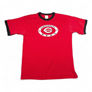 Vintage Cincinnati Reds Shirt Adult LARGE Red Majestic MLB Baseball Ringer Y2K